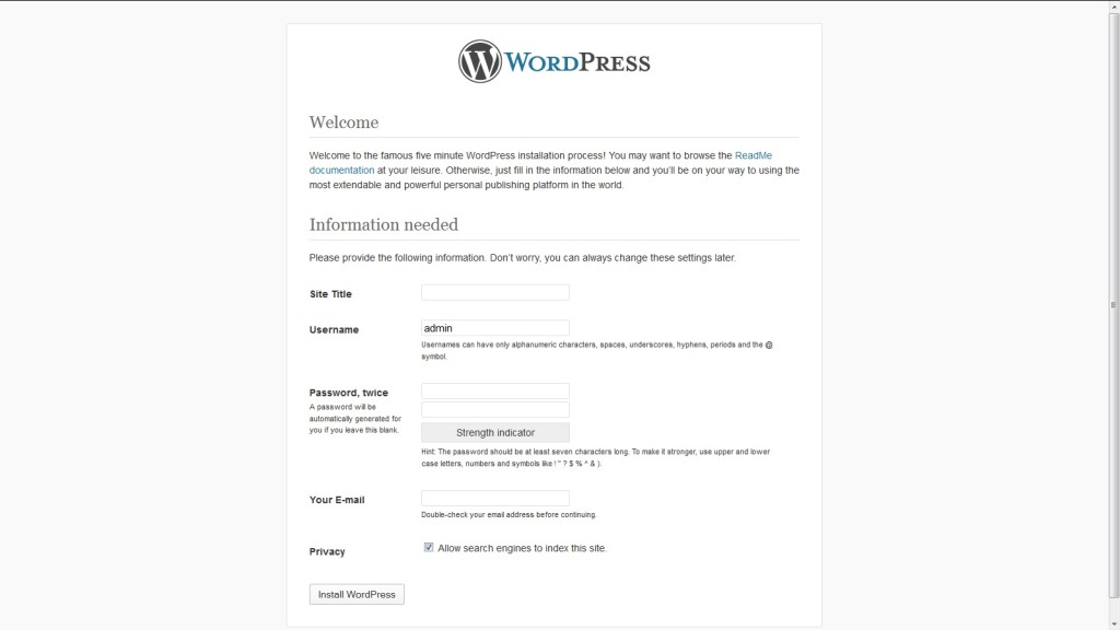 Wordpress Installation