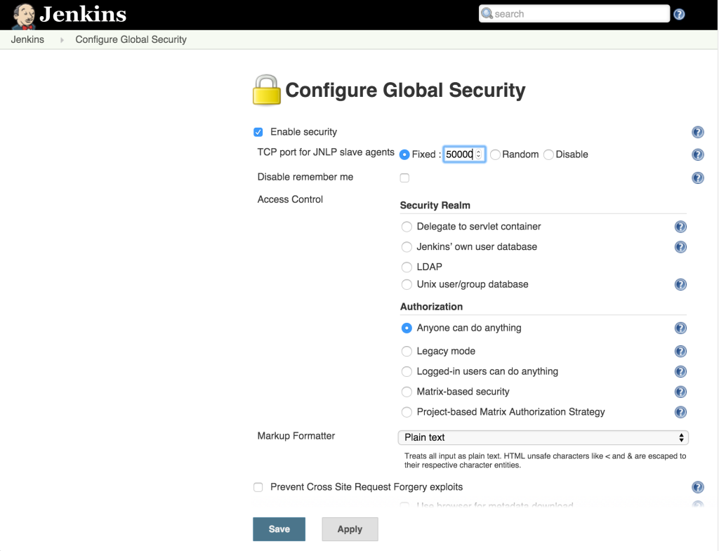 Jenkins JNLP Configuration